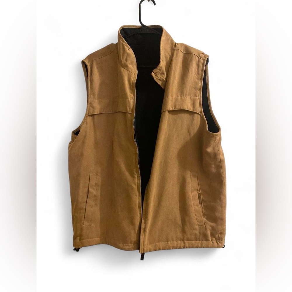 Reversible faux suede and fleece vest